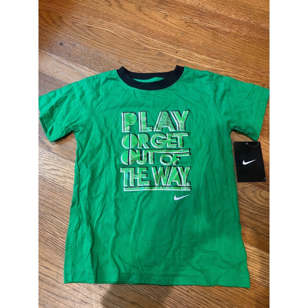 Nike Toddler Boys Victory Green Play Or Get Out Of The Way Graphic Tee 4T 769155